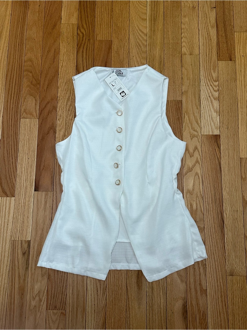 Jon & Anna White Sleeveless Button-Front Vest with Gold Buttons